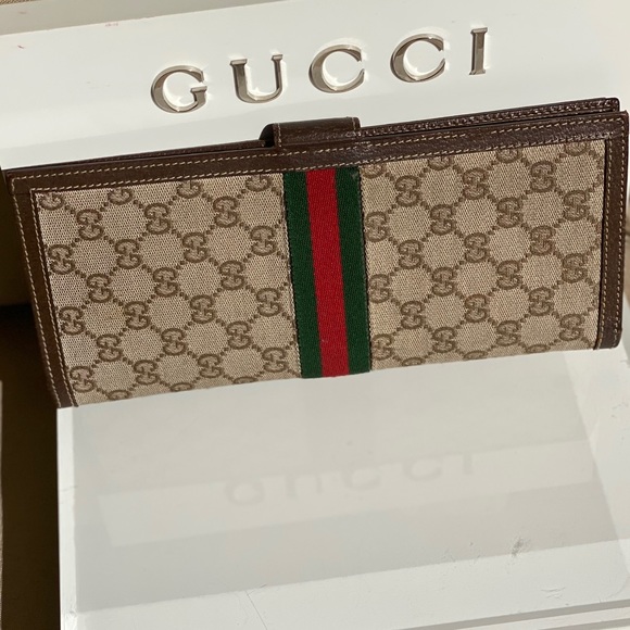 GUCCI Rare Vintage Web Stripe Ticket Case Wallet/Clutch - Picture 10 of 14